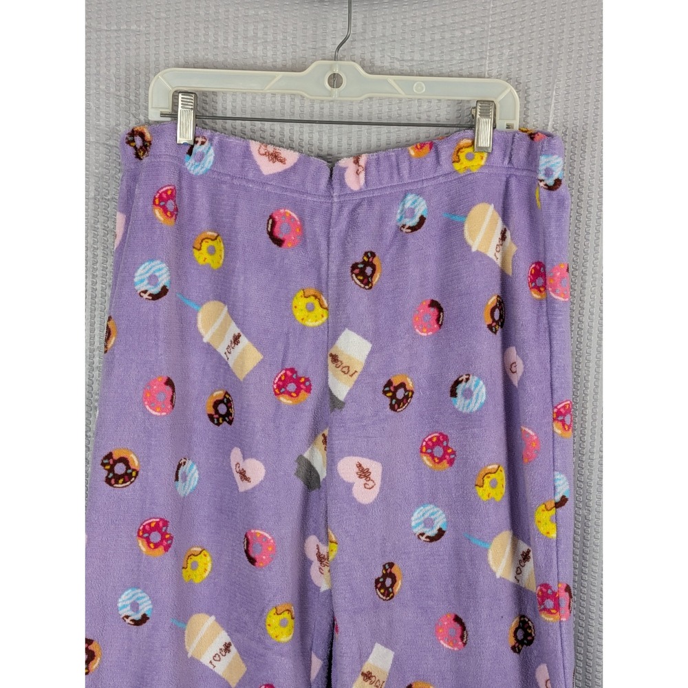 Bobbie Brooks Sleepwear 1X Purple Coffee and Donuts Plush Pajama Pants Womens